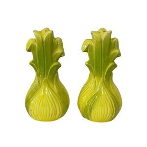 Vintage Japan Ceramic Corn Salt Pepper Shakers Set Yellow Green Veggie Kitsch